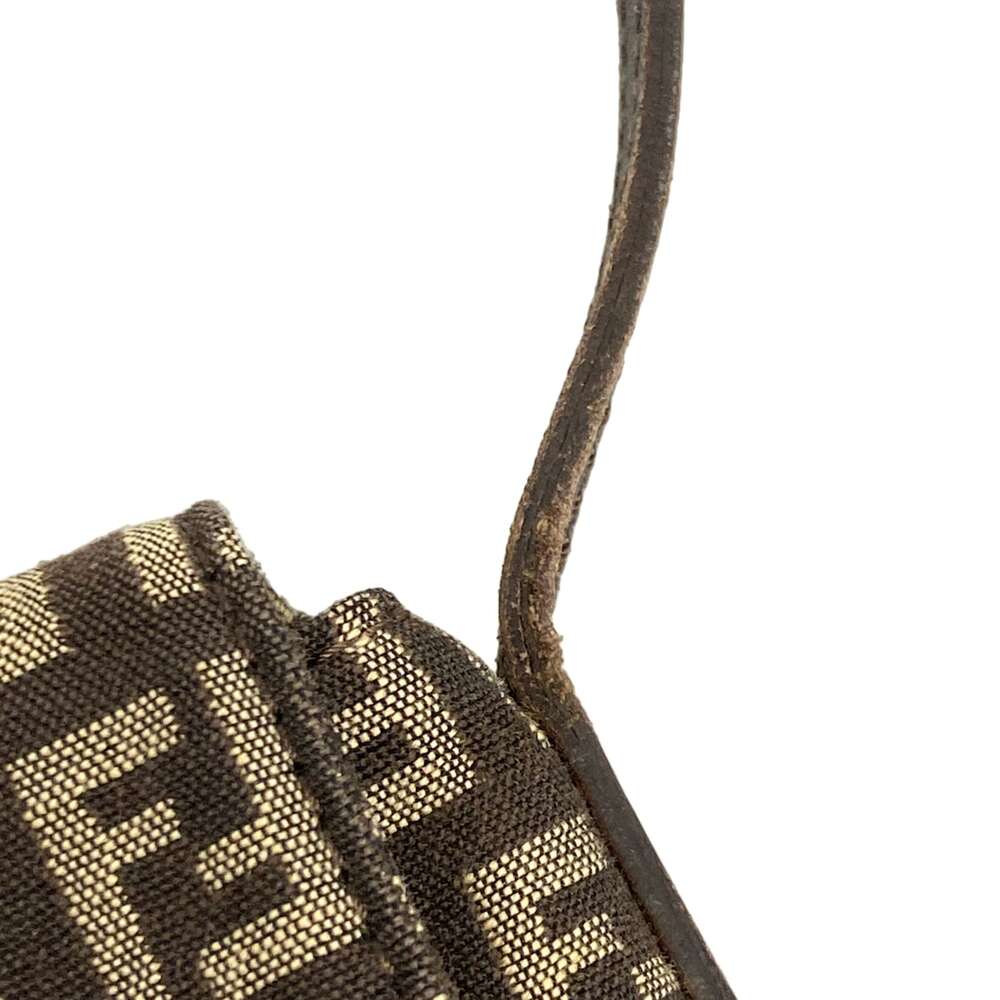 Fendi Zucchino Kamse Pochette Shoulder Bag 8BT075 Dark Brown Beige Jacquard - Picture 12 of 15